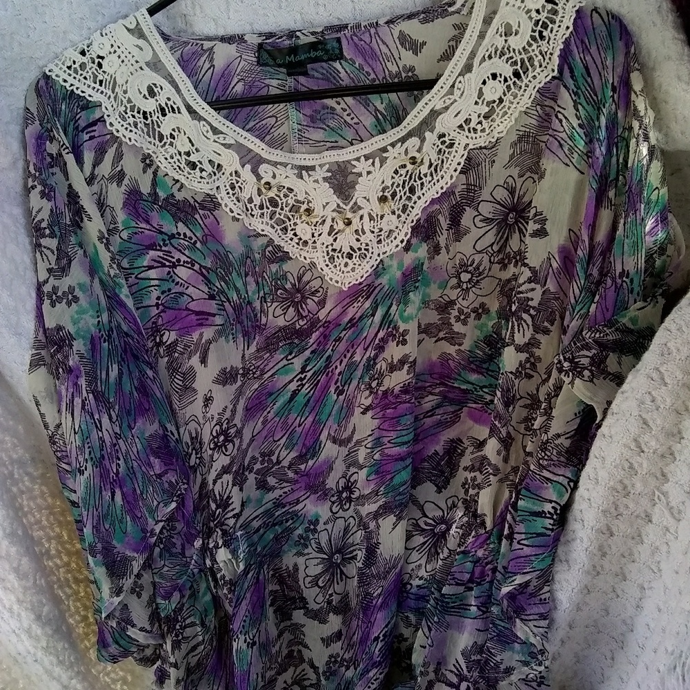 Sz XL Sheer lightweight Blouse